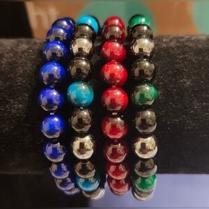 4pc Set Elegant Tiger Eye Multicolor Beaded Bracelet Set